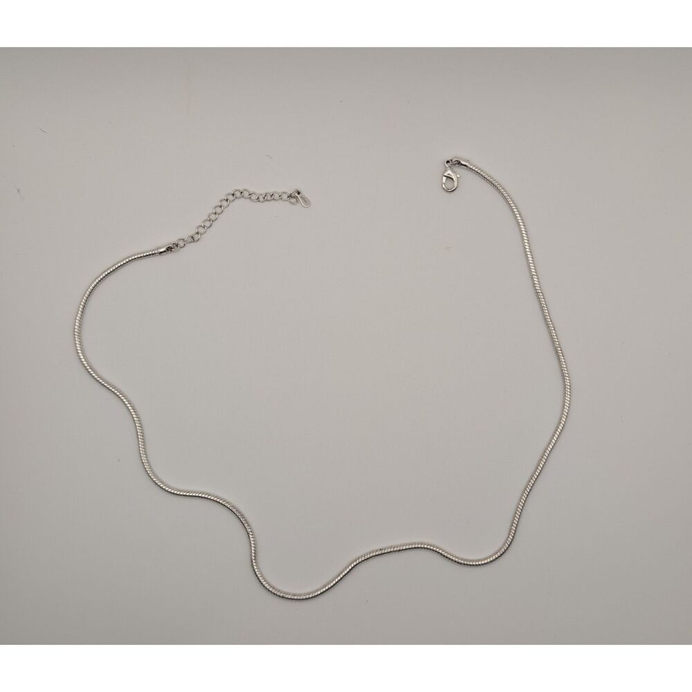 Roman RMN Silver Tone Snake Chain Necklace with Extender Lobster Clasp